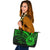 French Polynesia Leather Tote - Green Color Cross Style Black - Polynesian Pride