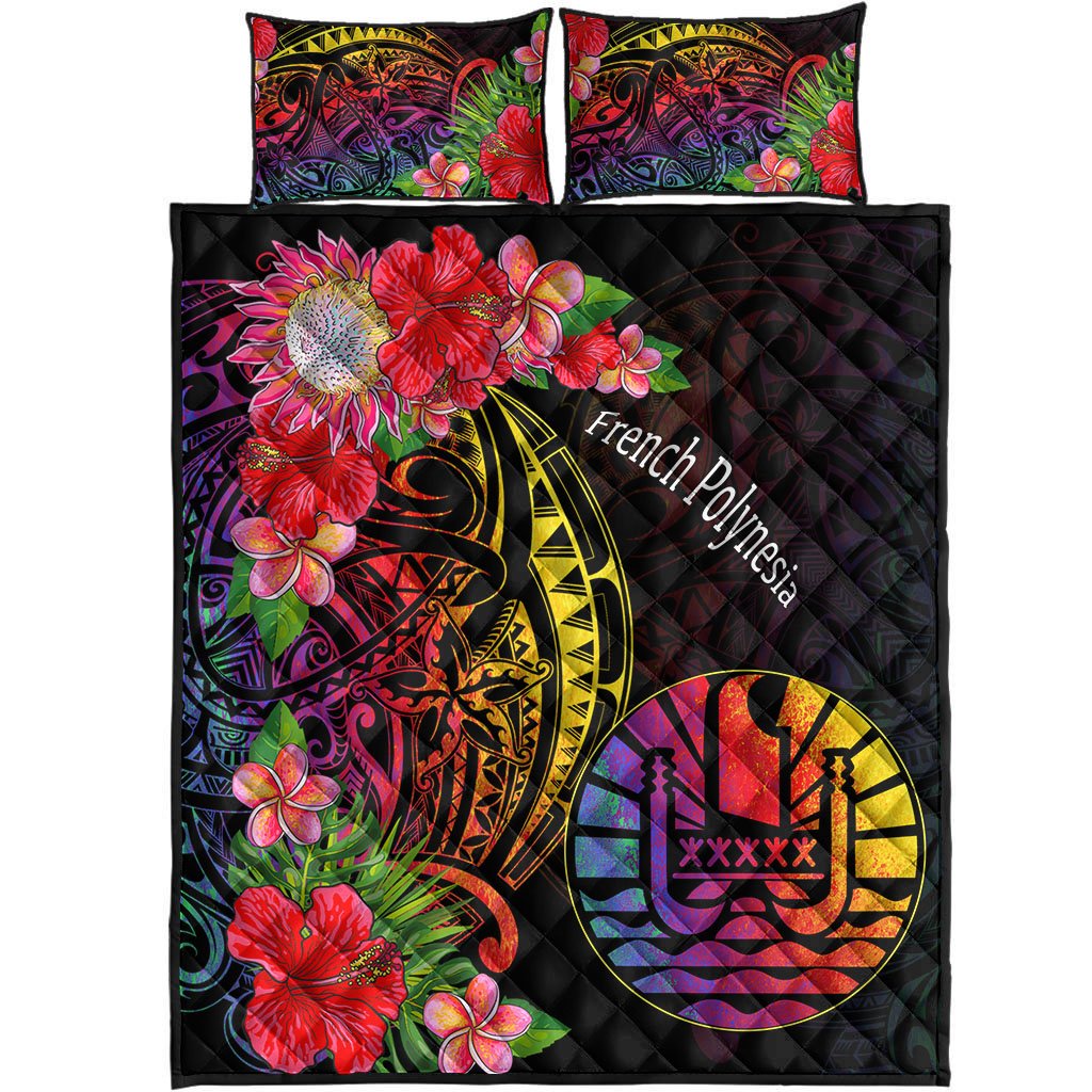 French Polynesia Quilt Bed Set - Tropical Hippie Style - Polynesian Pride