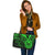 French Polynesia Leather Tote - Green Color Cross Style - Polynesian Pride