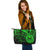 French Polynesia Leather Tote - Green Color Cross Style - Polynesian Pride