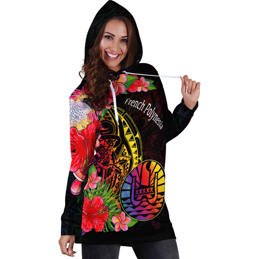 French Polynesia Hoodie Dress - Tropical Hippie Style - Polynesian Pride