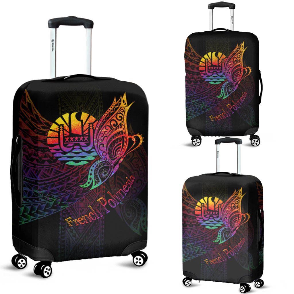 French Polynesia Luggage Covers - Butterfly Polynesian Style Black - Polynesian Pride
