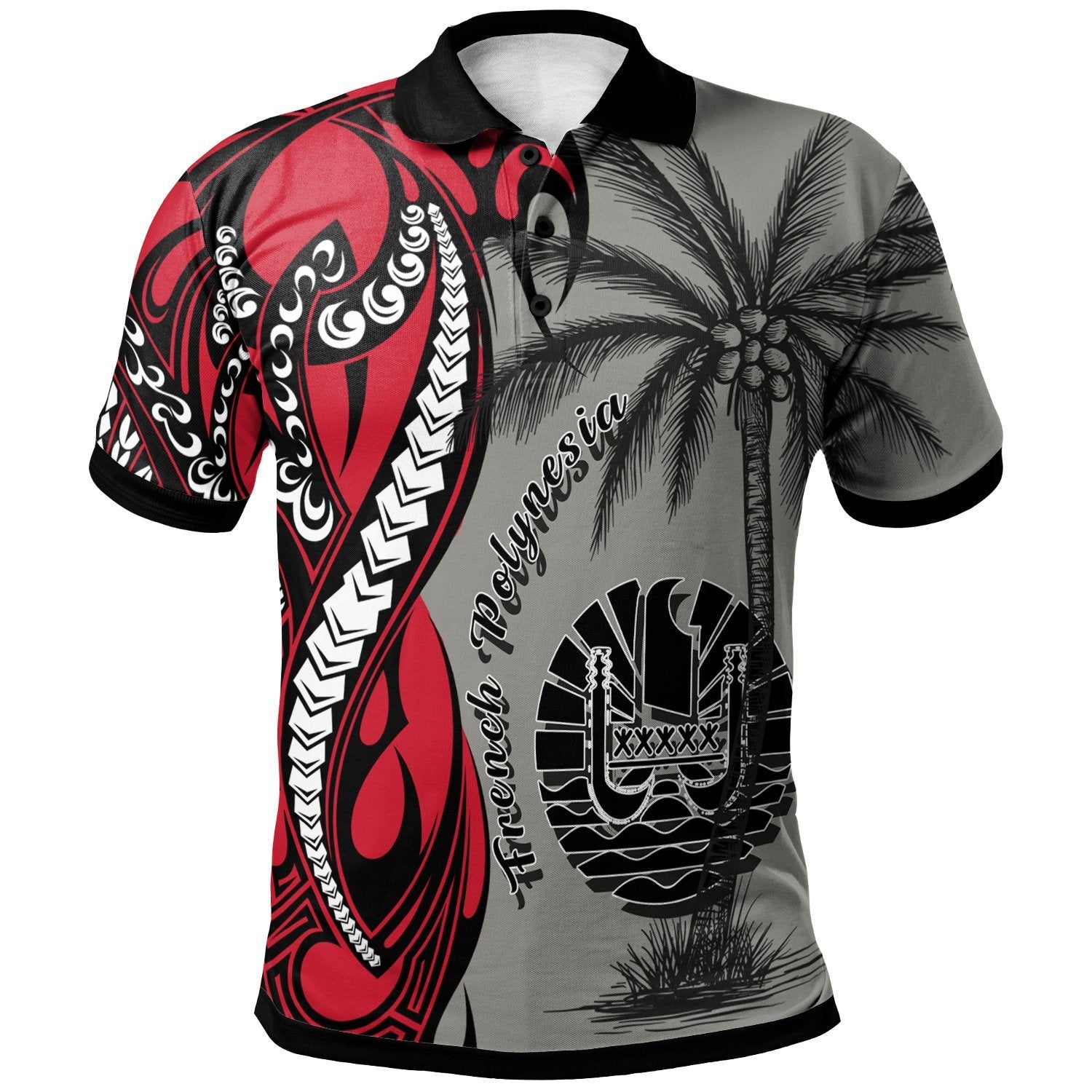 French Polynesia Polo Shirt Classical Coconut Tree Unisex Gray - Polynesian Pride