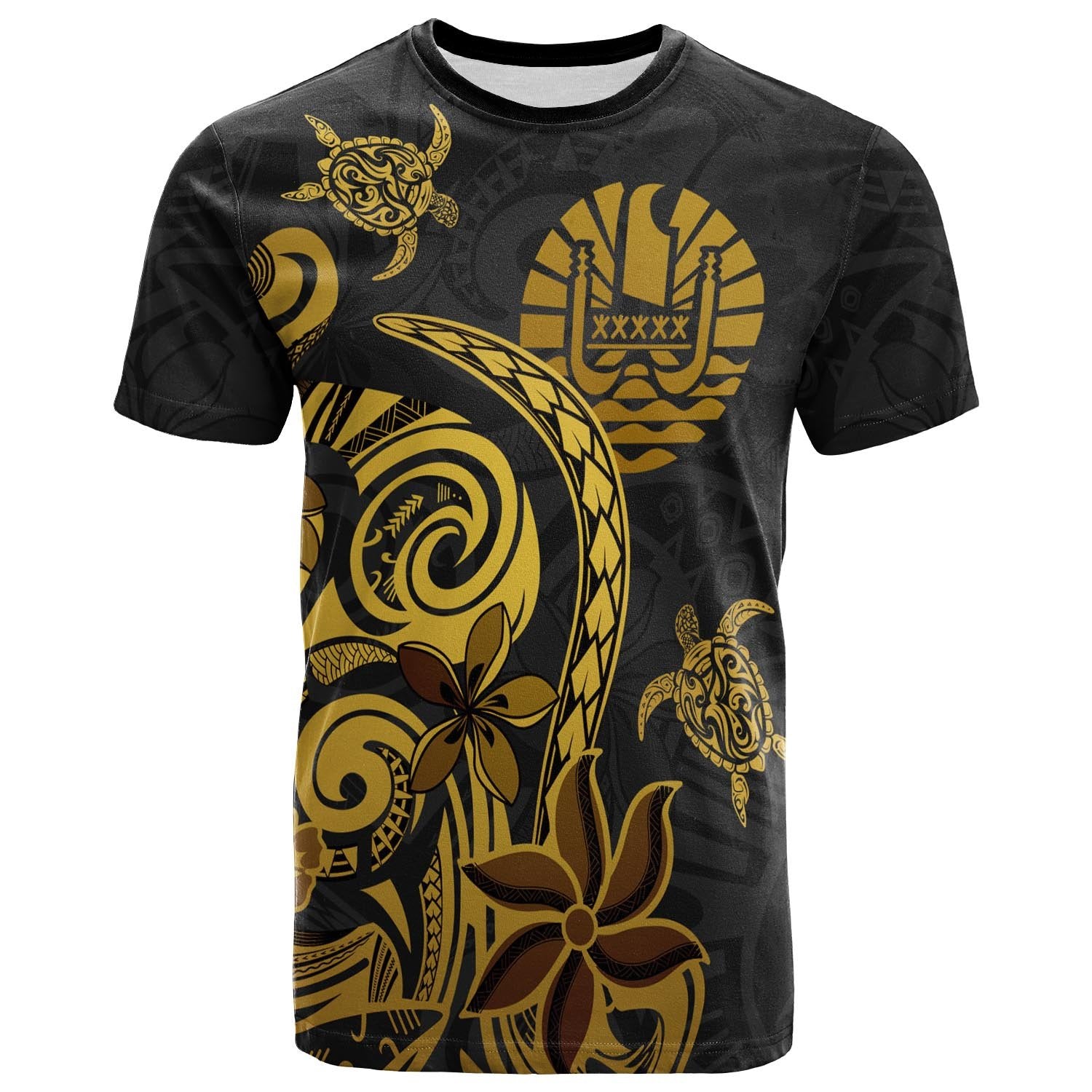 French Polynesia Custom T Shirt Folk Style Unisex Black - Polynesian Pride