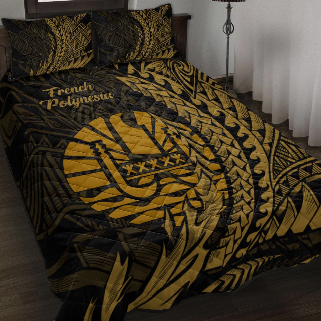 French Polynesia Quilt Bed Set - Wings Style Black - Polynesian Pride