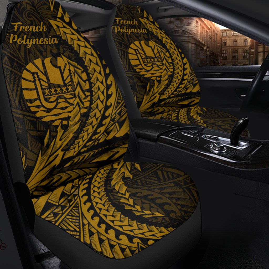 French Polynesia Car Seat Cover - Wings Style Universal Fit Black - Polynesian Pride