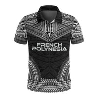 French Polynesia Polo Shirt French Polynesia Coat Of Arms Polynesian Chief Tattoo Black Version Unisex Black - Polynesian Pride
