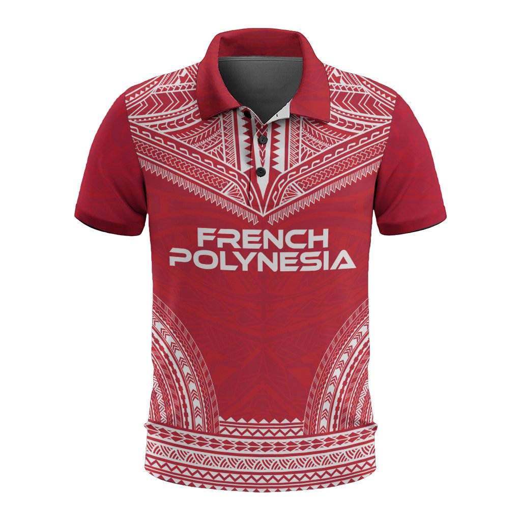 French Polynesia Polo Shirt French Polynesia Coat Of Arms Polynesian Chief Tattoo Flag Version Unisex White - Polynesian Pride