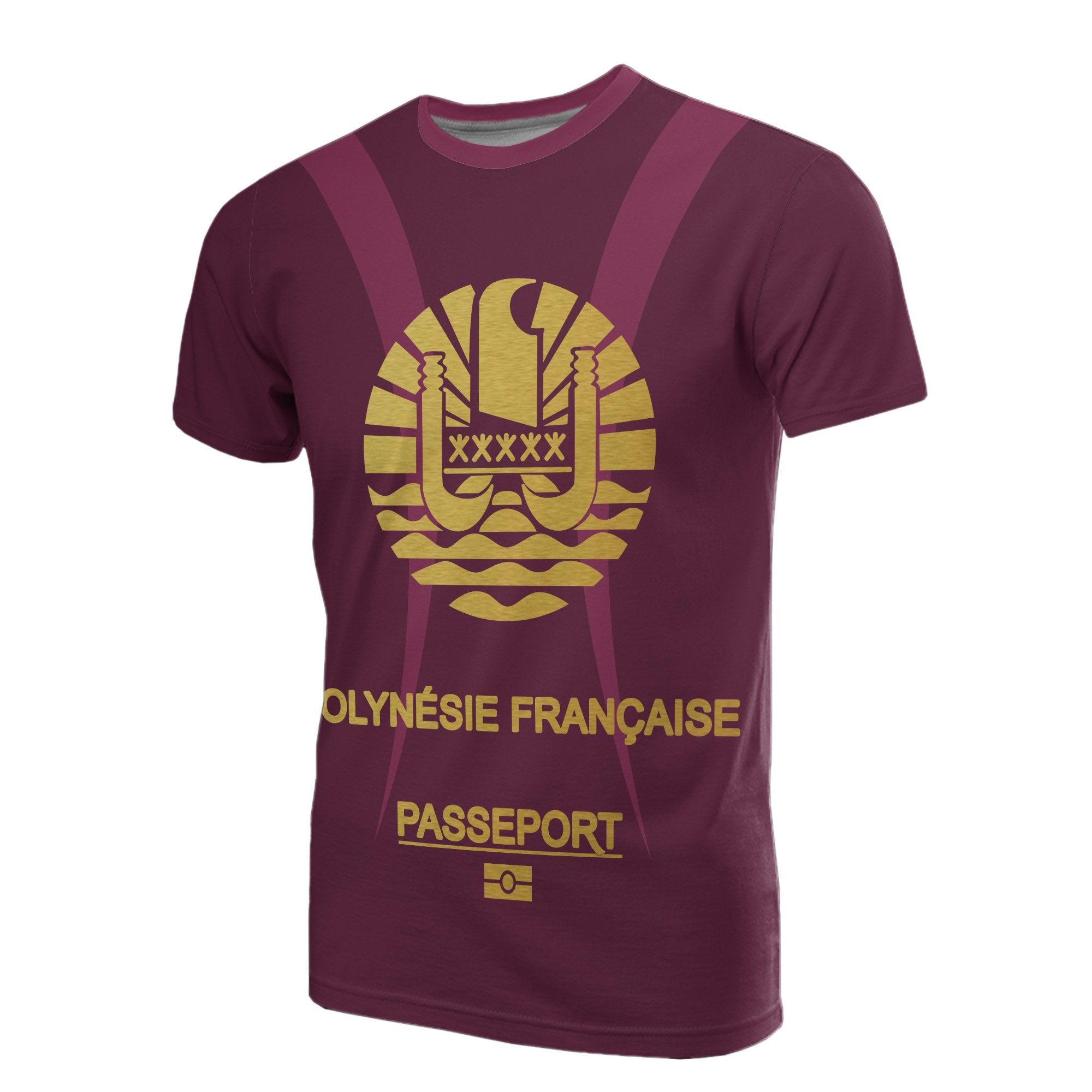 French Polynesia All Over Print T Shirt Red - Gold - Polynesian Pride