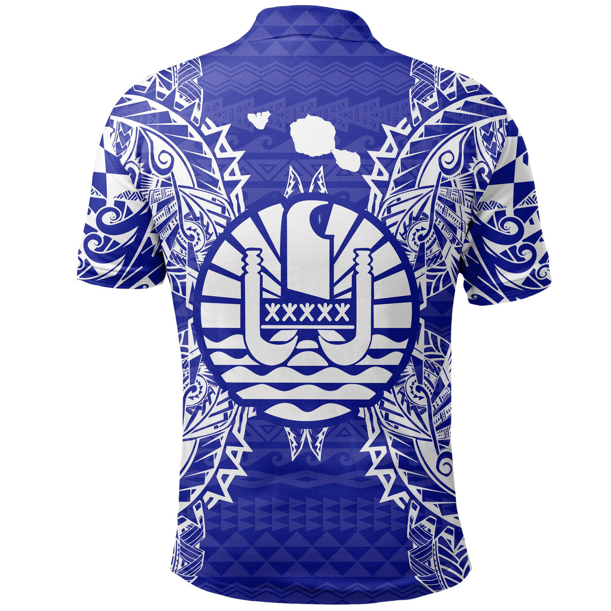 French Polynesian Polo Shirt French Polynesian Coat Of Arms Map Polynesian Tattoo Blue - Polynesian Pride