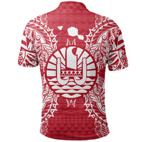 French Polynesian Polo Shirt French Polynesian Coat Of Arms Map Polynesian Tattoo Red White - Polynesian Pride