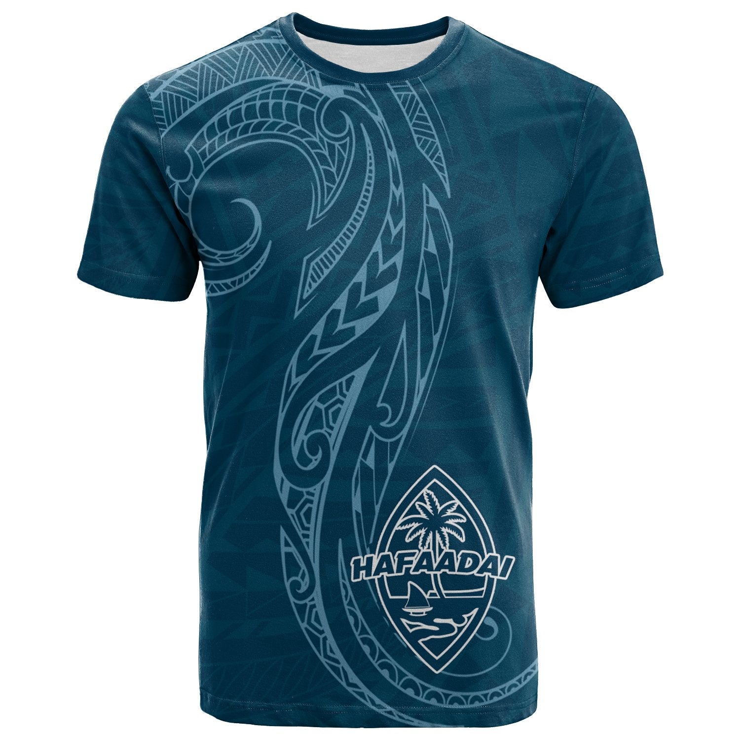 Guam T Shirt Hafa Adai Pattern Style Unisex Blue - Polynesian Pride