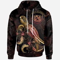 Hawaii Polynesian Hoodie Turtle With Blooming Hibiscus Gold Unisex Gold - Polynesian Pride