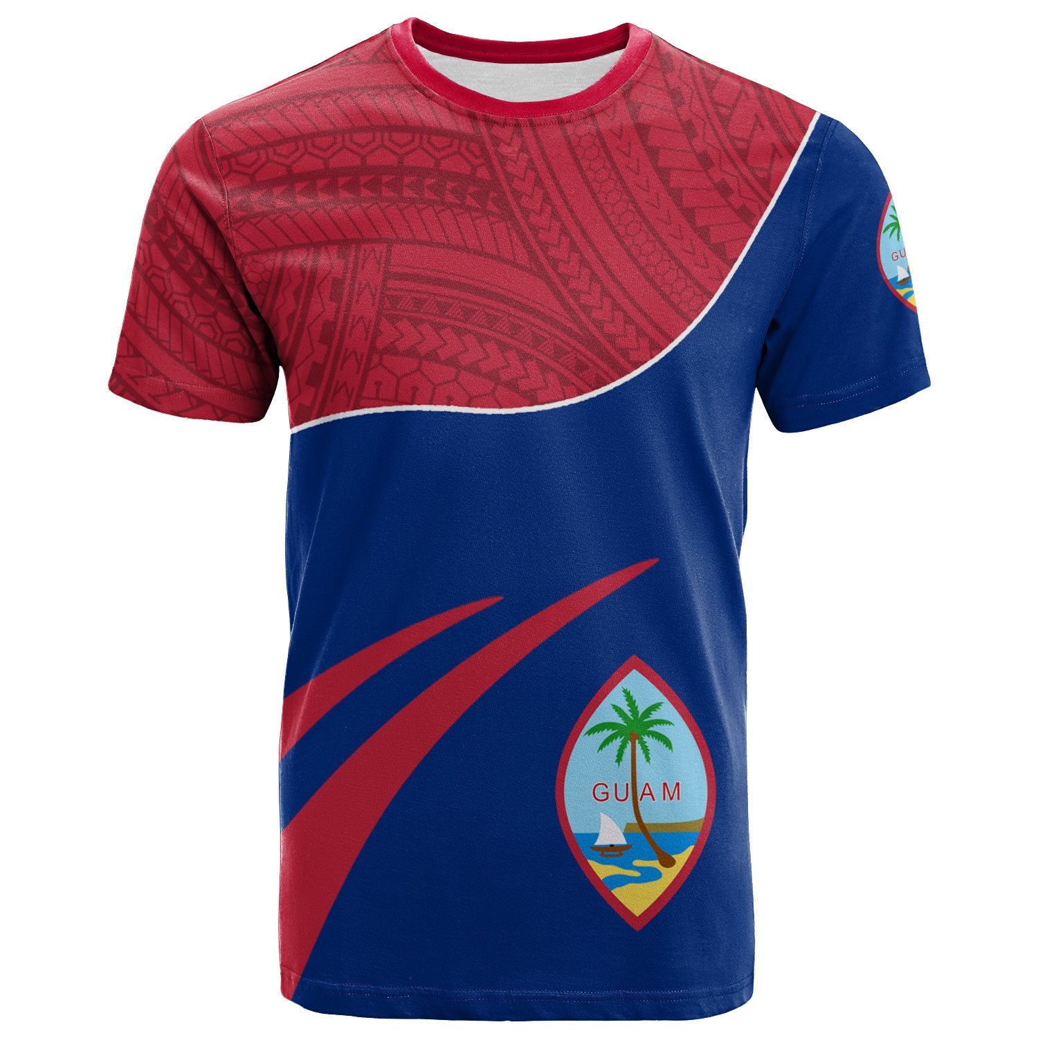Guam T Shirt Curve Style Unisex Blue - Polynesian Pride