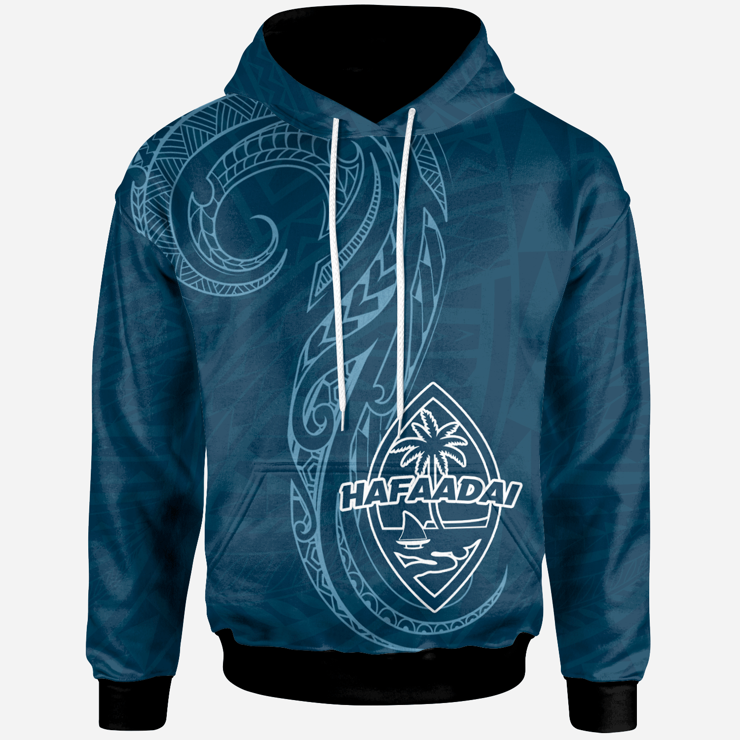 Guam Hoodie Hafa Adai Pattern Style Unisex Blue - Polynesian Pride