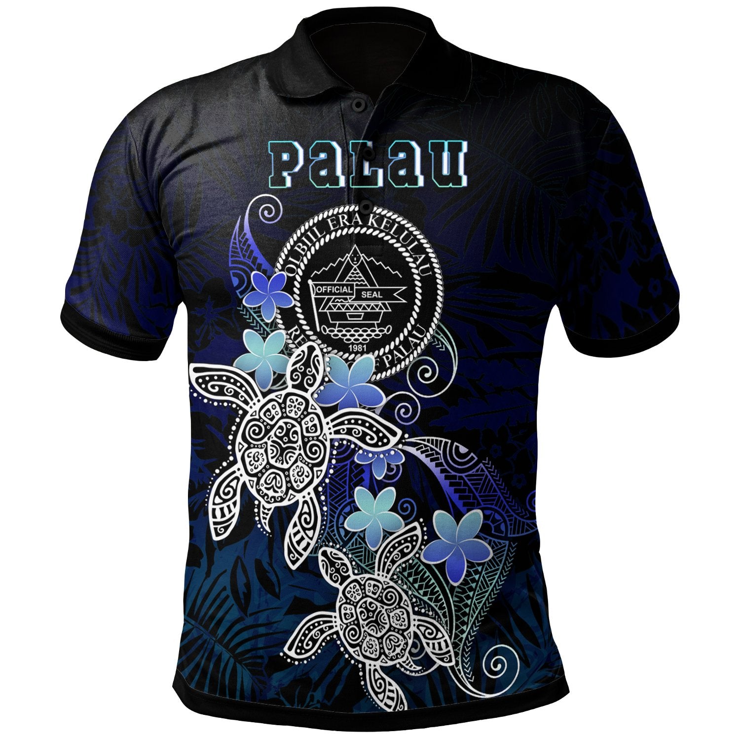 Palau Polynesian Polo Shirt Blue Turtle Couple Unisex Blue - Polynesian Pride