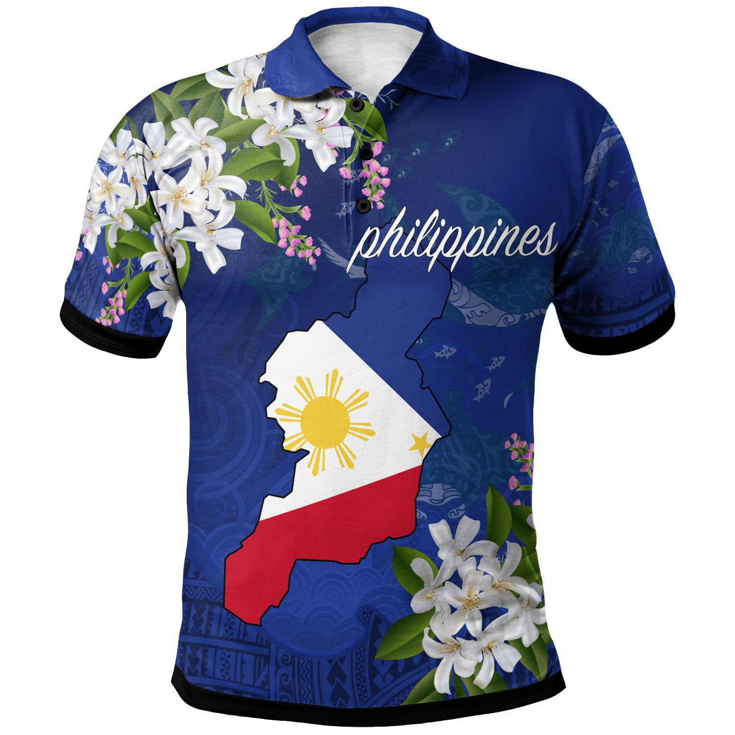 Philippines Polo Shirt Filipino With Map Unisex Blue - Polynesian Pride