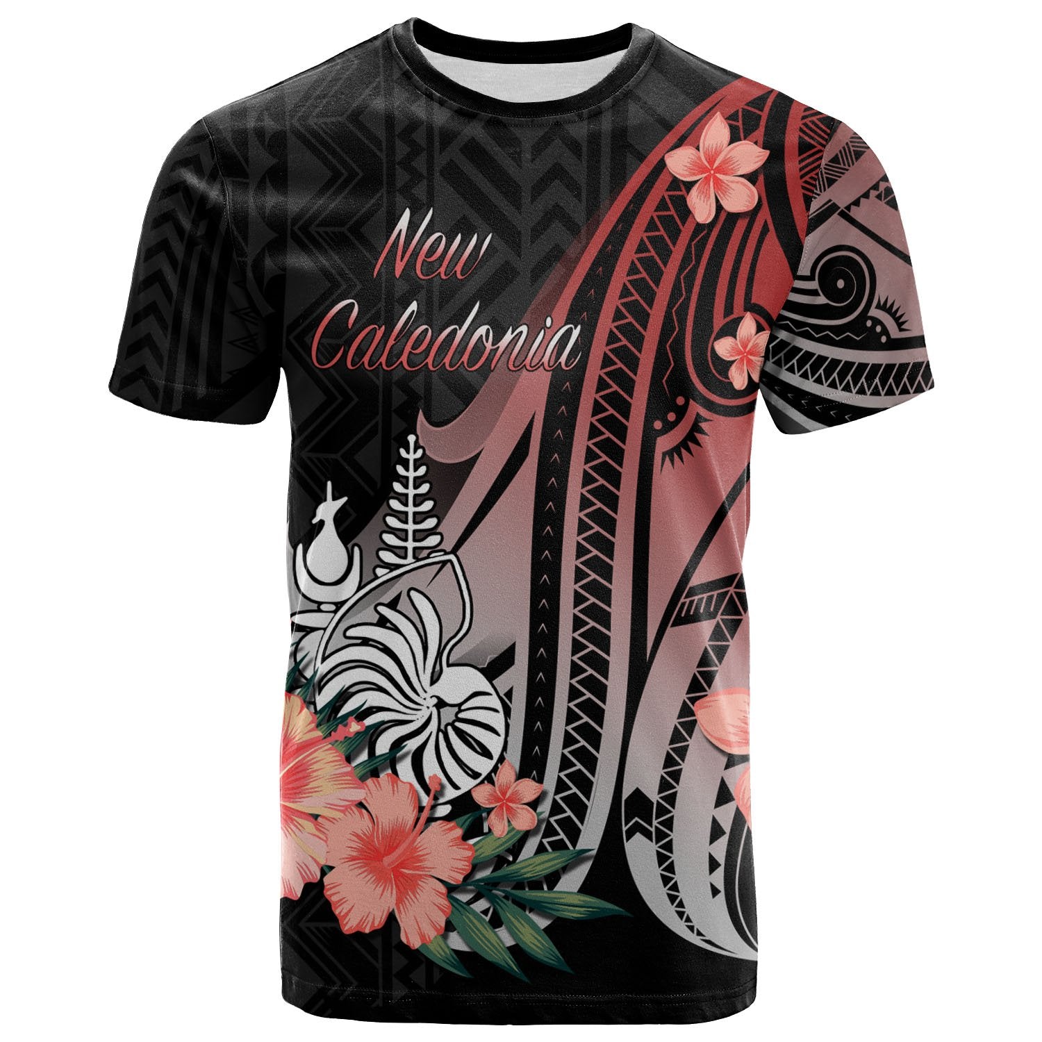 New Caledonia T Shirt Red Polynesian Hibiscus Pattern Style Unisex Red - Polynesian Pride