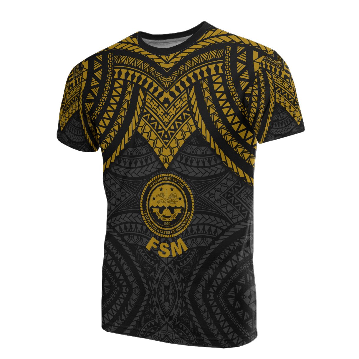 Federated States of Micronesia T Shirt Micronesian Pattern Gold Armor Style Unisex Gold - Polynesian Pride