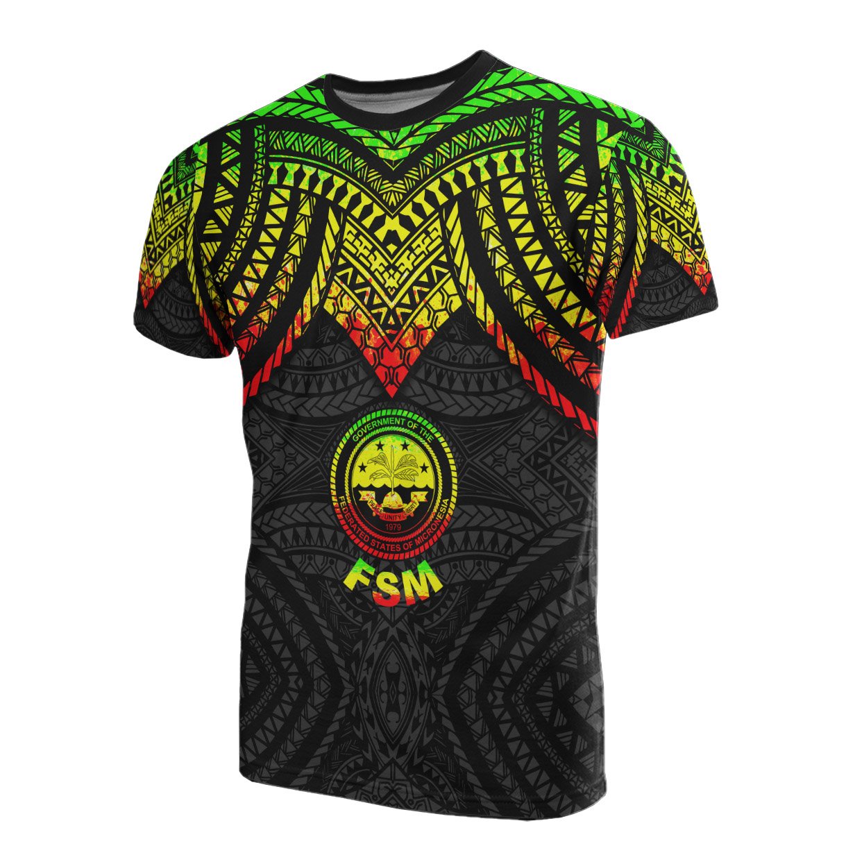 Federated States of Micronesia T Shirt Micronesian Pattern Reggae Armor Style Unisex Reggae - Polynesian Pride