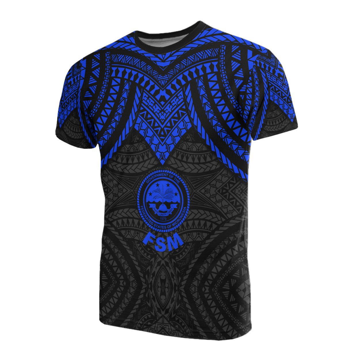 Federated States of Micronesia T Shirt Micronesian Pattern Blue Armor Style Unisex Blue - Polynesian Pride