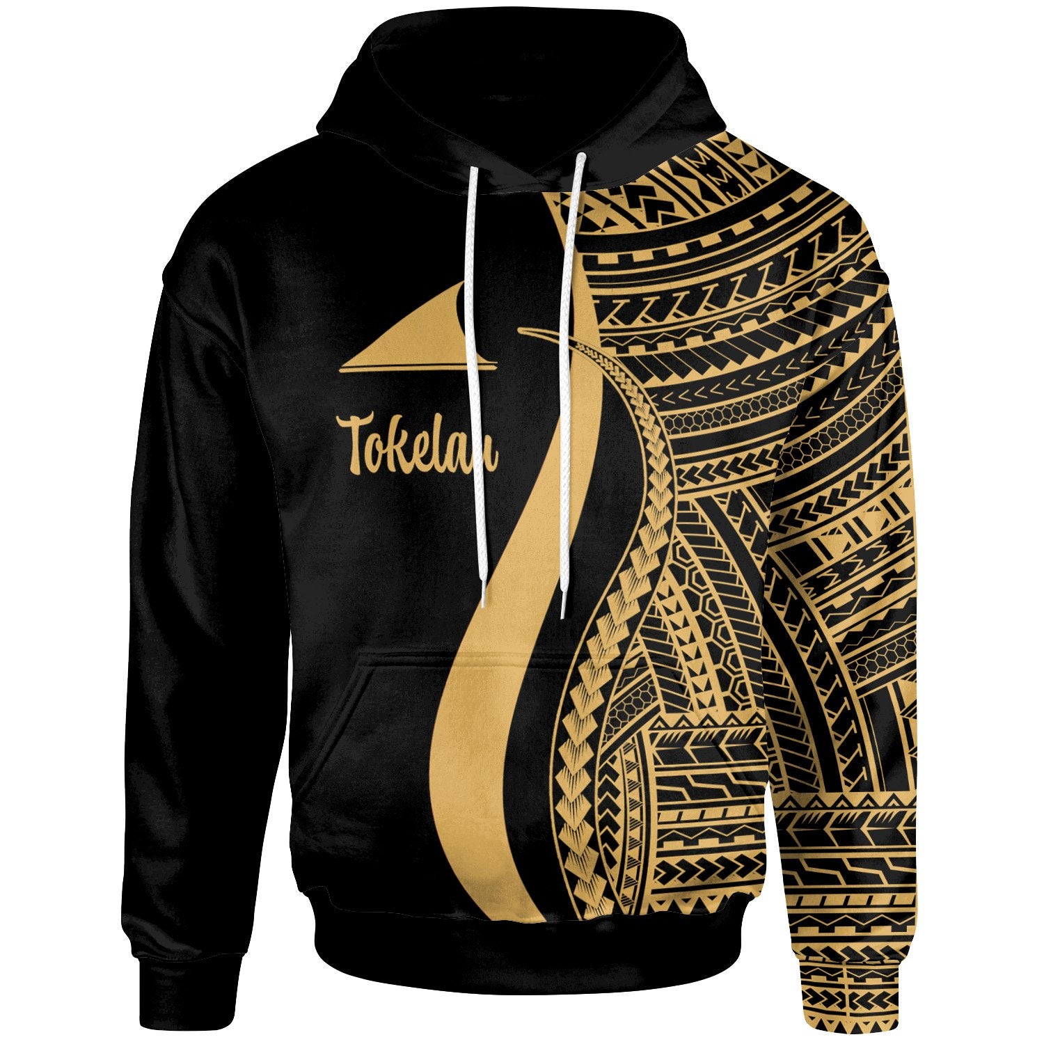 Tokelau Hoodie Gold Tentacle Tribal Pattern Unisex Gold - Polynesian Pride
