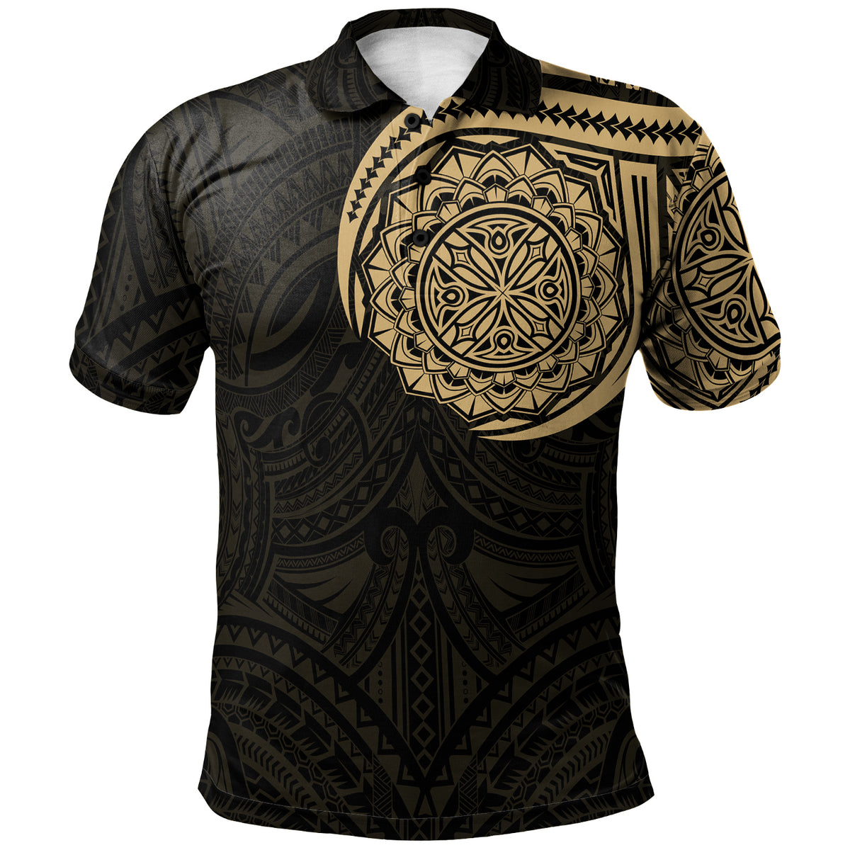 Polo Shirt Polynesian Flowers Tattoo Style - Polynesian Pride