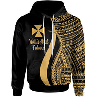 Wallis and Futuna Hoodie Gold Tentacle Tribal Pattern Unisex Gold - Polynesian Pride
