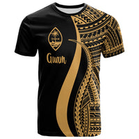 Guam T Shirt Gold Polynesian Tentacle Tribal Pattern Unisex Gold - Polynesian Pride