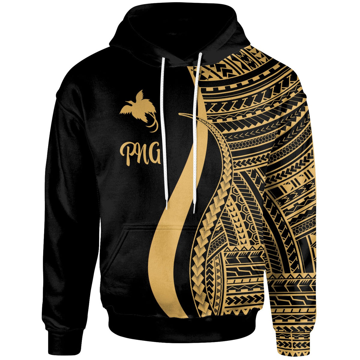Papua New Guinea Hoodie Gold Tentacle Tribal Pattern Unisex Gold - Polynesian Pride