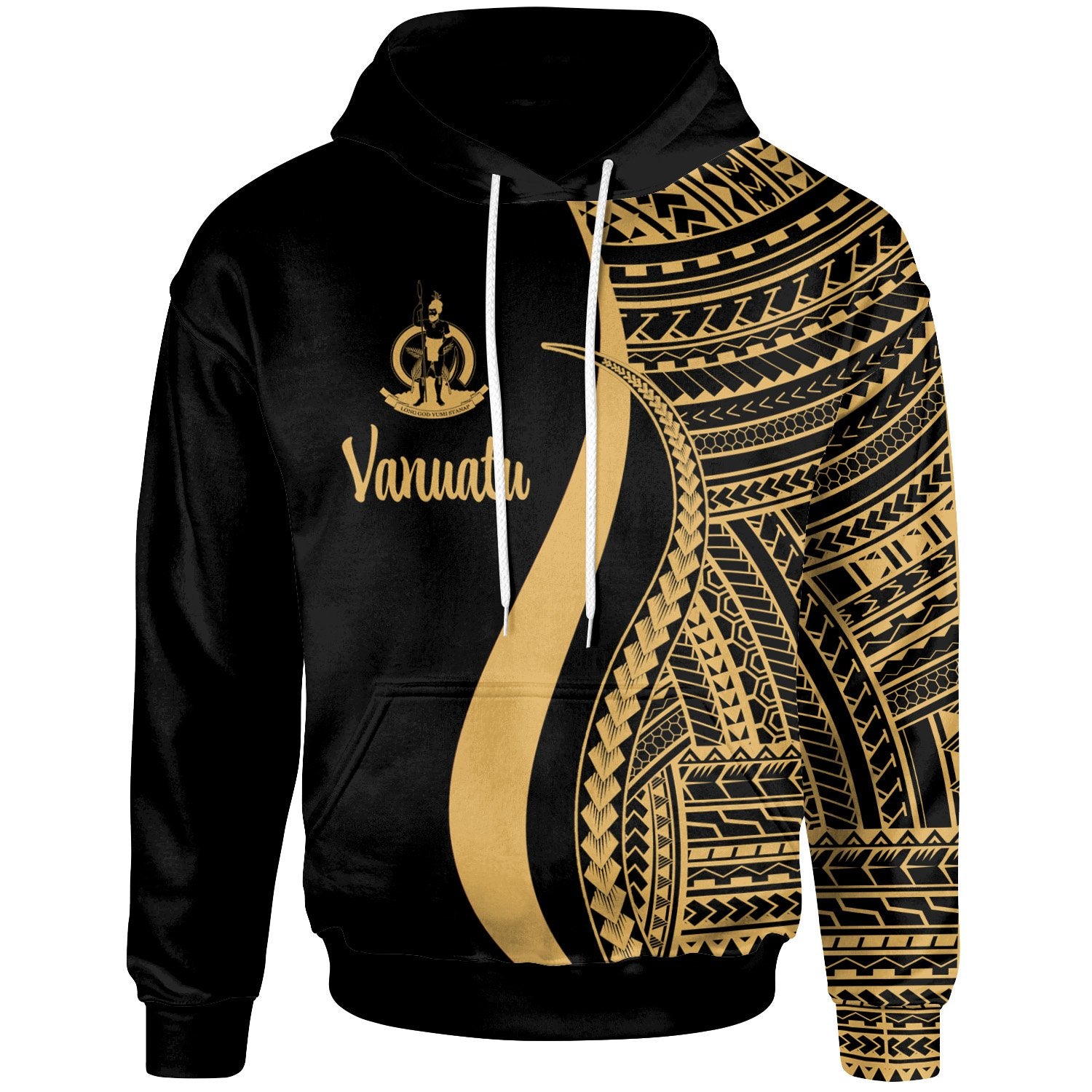 Vanuatu Hoodie Gold Tentacle Tribal Pattern Unisex Gold - Polynesian Pride