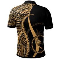 Chuuk Custom Polo Shirt Gold Polynesian Tentacle Tribal Pattern - Polynesian Pride