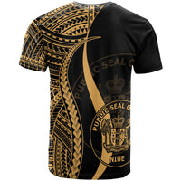 Niue Custom T Shirt Gold Micronesian Tentacle Tribal Pattern - Polynesian Pride
