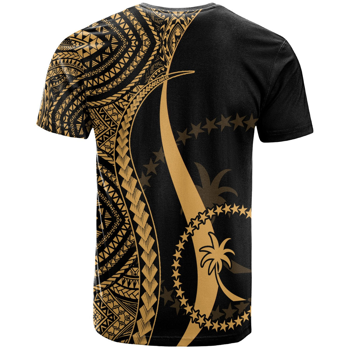 Chuuk Custom T Shirt Gold Micronesian Tentacle Tribal Pattern - Polynesian Pride