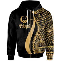 Pohnpei Zip up Hoodie Gold Tentacle Tribal Pattern Gold - Polynesian Pride