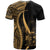 Fiji Custom T Shirt Gold Polynesian Tentacle Tribal Pattern Crest - Polynesian Pride
