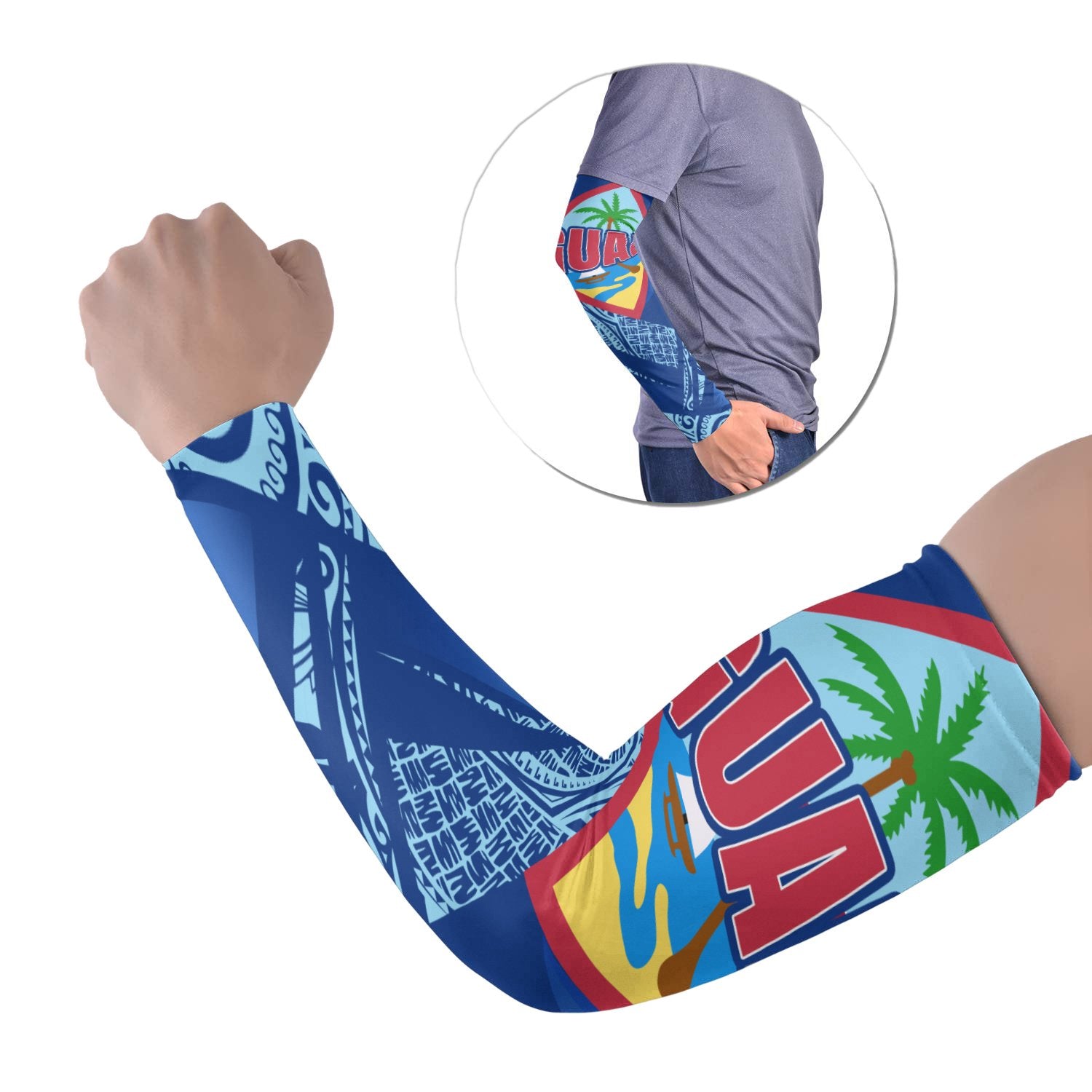 Guam Arm Sleeve (Set of 2) - Polynesian Patterns Sport Style Set of 2 Blue - Polynesian Pride
