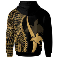 Papua New Guinea Zip up Hoodie Gold Tentacle Tribal Pattern - Polynesian Pride