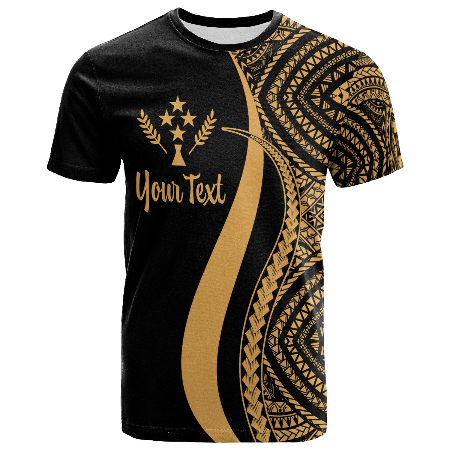 Kosrae Custom Personalised T-Shirt Gold - Micronesian Tentacle Tribal Pattern