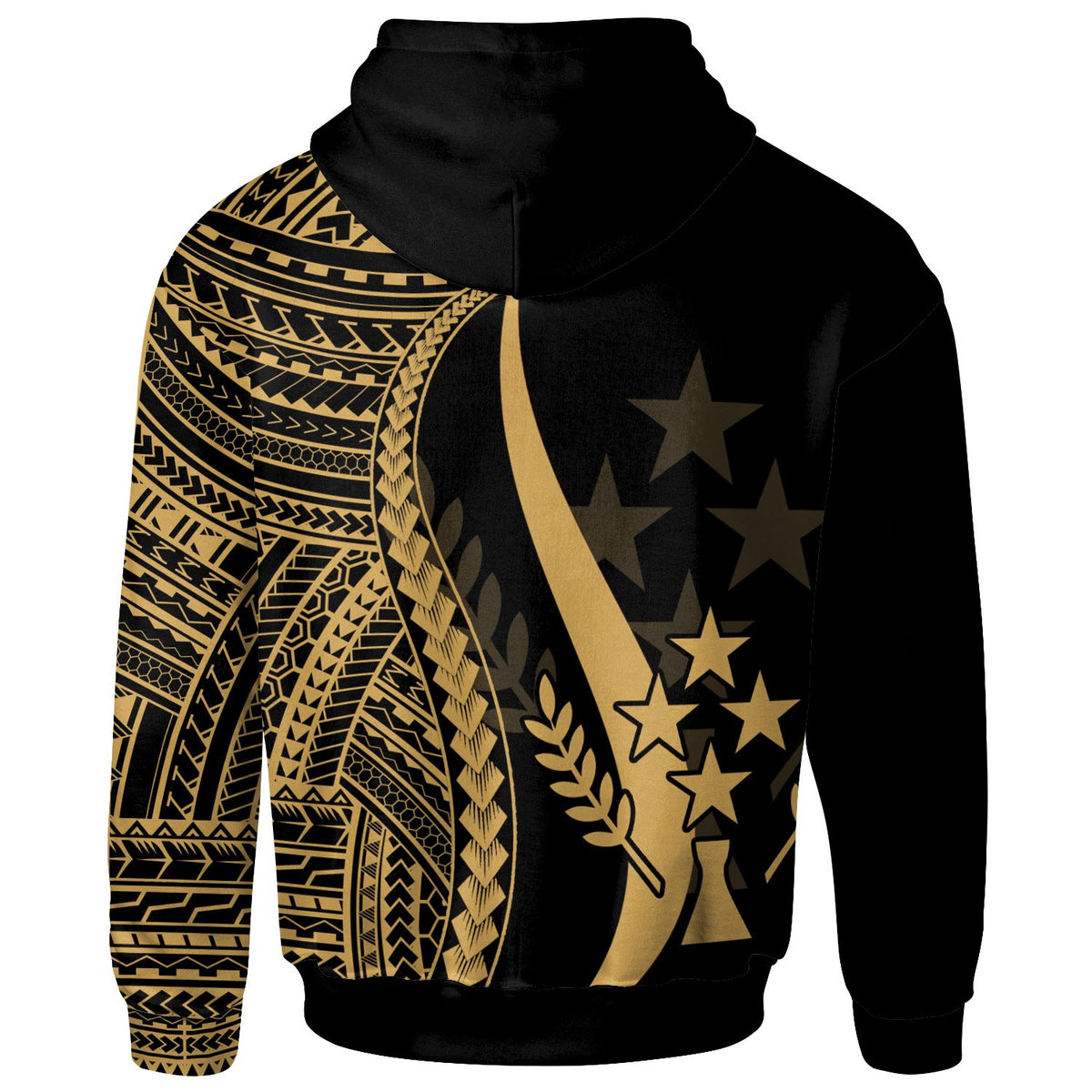 Kosrae Custom Hoodie Gold Tentacle Tribal Pattern - Polynesian Pride