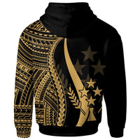 Kosrae Custom Hoodie Gold Tentacle Tribal Pattern - Polynesian Pride