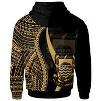 Tuvalu Custom Zip up Hoodie Gold Tentacle Tribal Pattern - Polynesian Pride