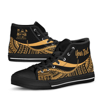 Fiji Custom Personalised High Top Shoes Gold - Polynesian Tentacle Tribal Pattern Crest - Polynesian Pride