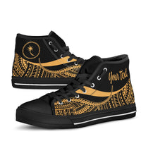Chuuk Custom Personalised High Top Shoes Gold - Polynesian Tentacle Tribal Pattern - Polynesian Pride
