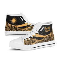 Marshall Islands High Top Shoes Gold - Polynesian Tentacle Tribal Pattern - Polynesian Pride