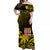Fiji Tapa On The Waves Off Shoulder Long Dress Gold LT7 Long Dress Gold - Polynesian Pride