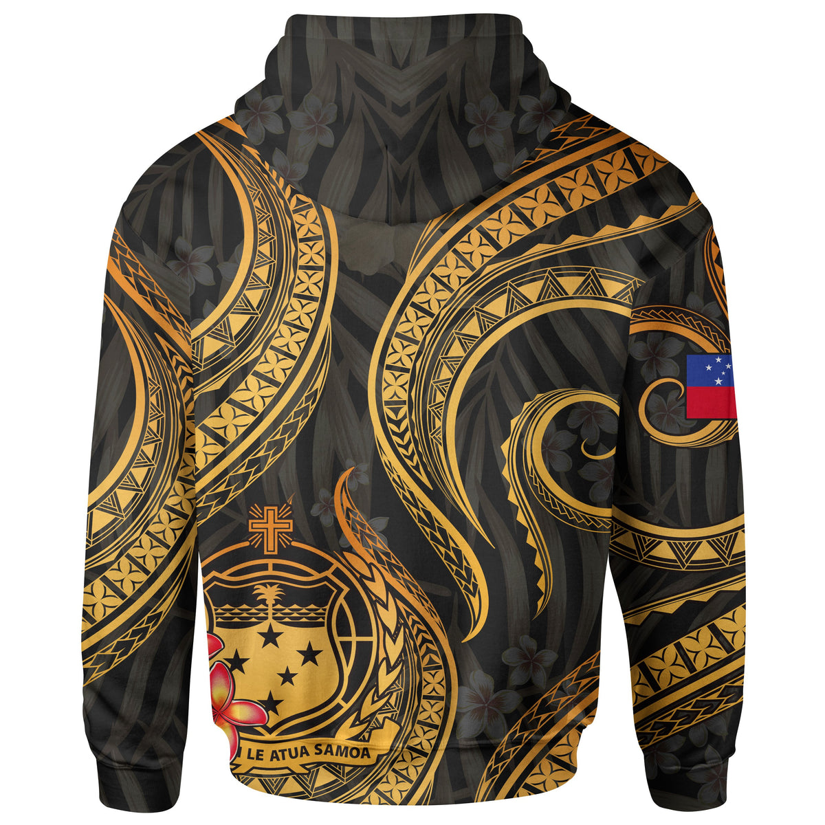 Samoa Polynesian Hoodie Gold Plumeria - Polynesian Pride