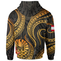 Tahiti Polynesian Hoodie Gold Plumeria - Polynesian Pride