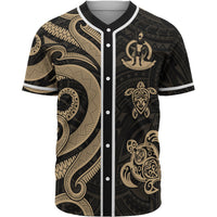 Vanuatu Baseball Shirt - Gold Tentacle Turtle Unisex Gold - Polynesian Pride