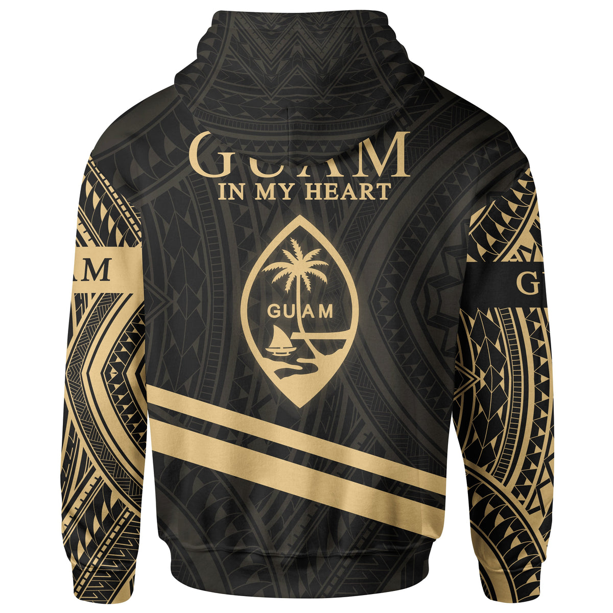 Guam Zip Hoodie In My Heart Style Gold Polynesian Patterns - Polynesian Pride